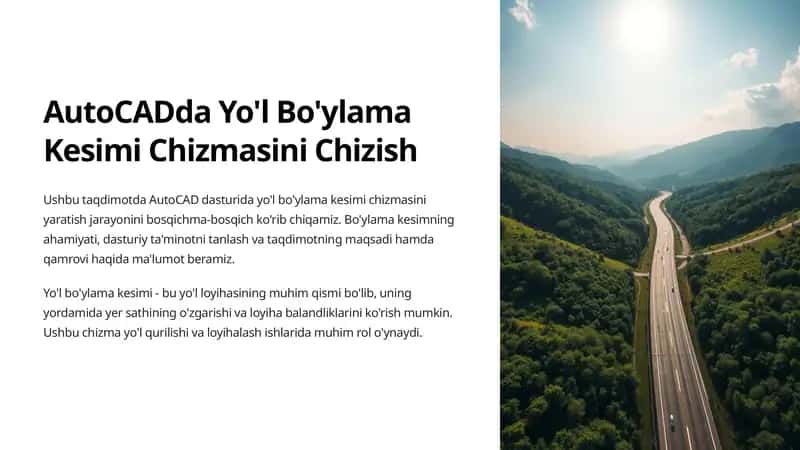 AutoCADda Yo'l Bo'ylama Kesimi Chizmasini Chizish