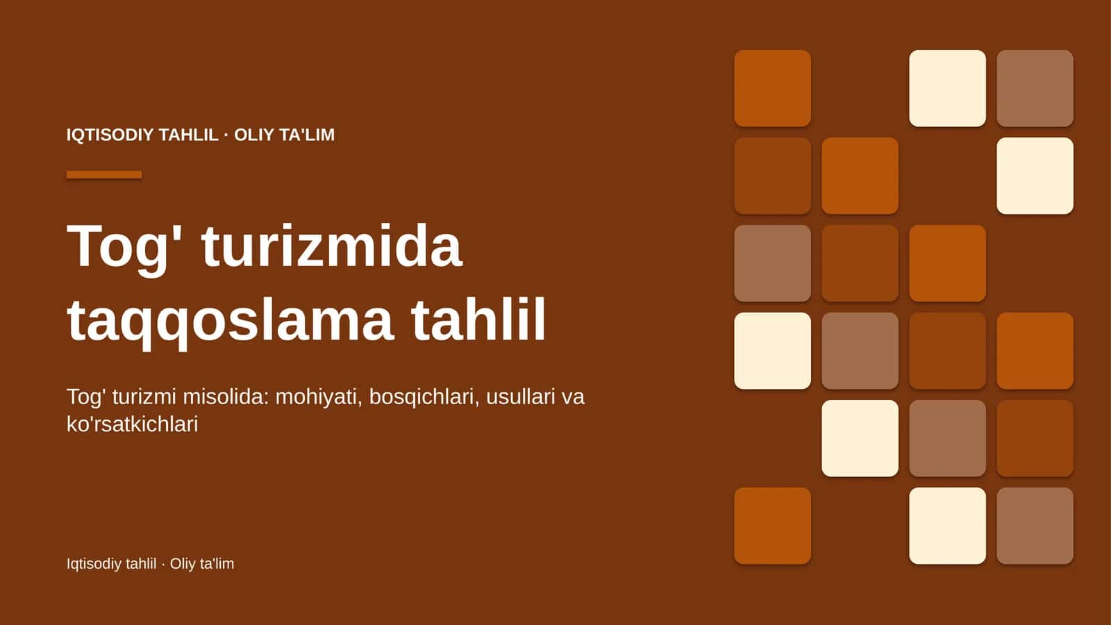 tog' turizmida taqqoslama tahlil 2015