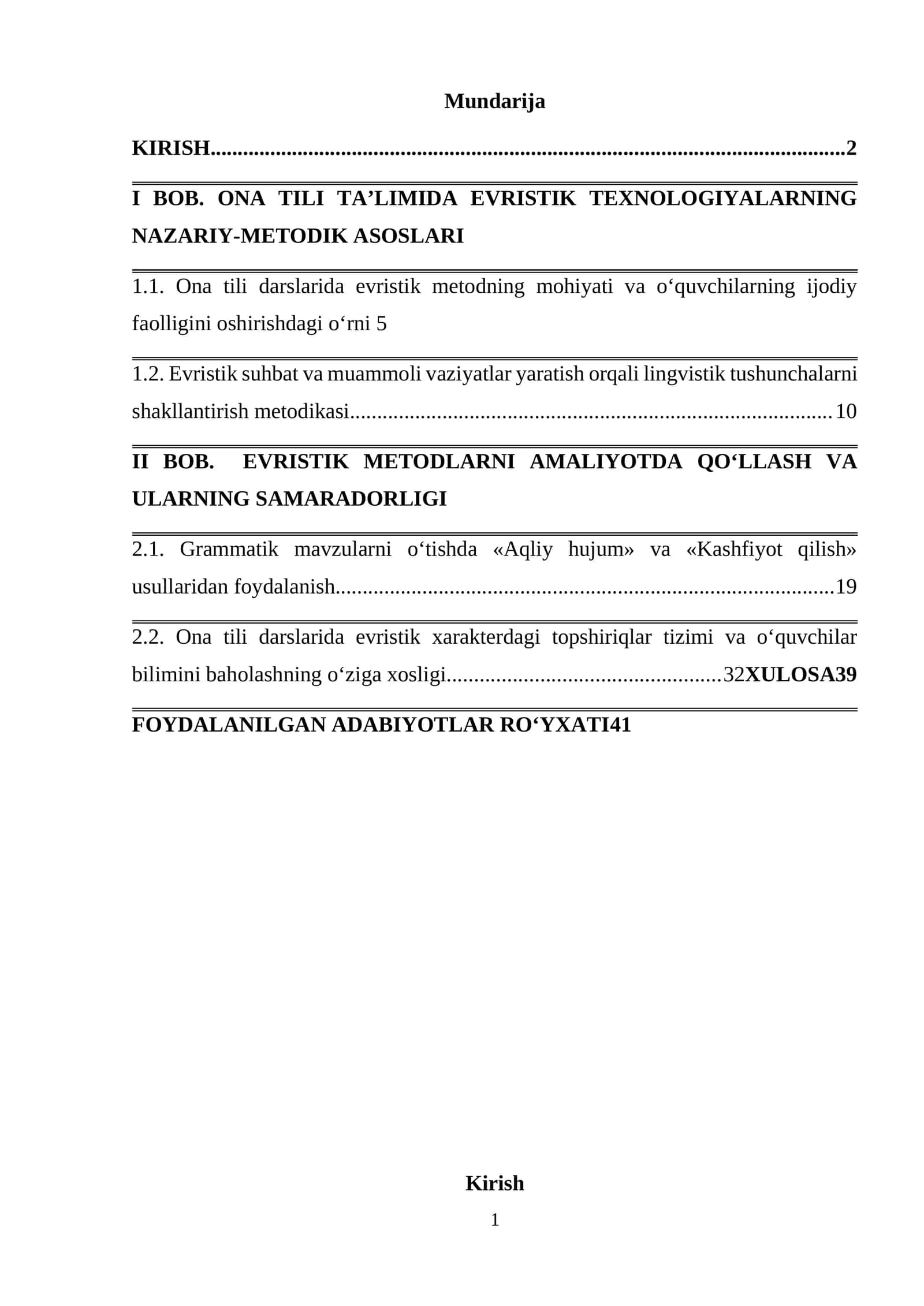 ONA TILI TA’LIMIDA EVRISTIK TEXNOLOGIYALARNING NAZARIY-METODIK ASOSLARI