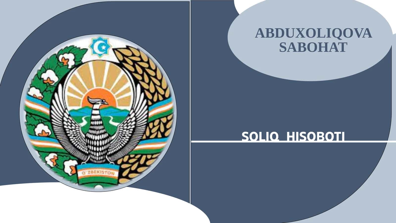 SOLIQ HISOBOTINING NAZARIY ASOSLARI