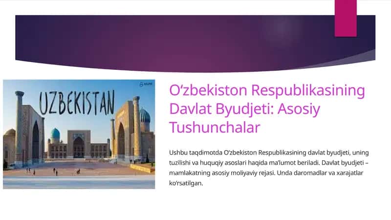 O‘zbekiston Respublikasining Davlat Byudjeti: Asosiy Tushunchalar