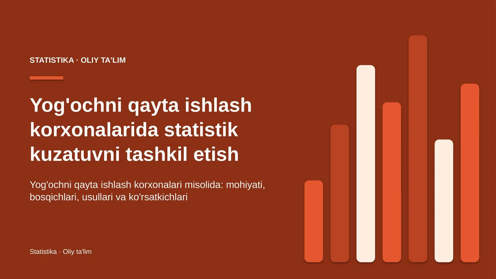Yog'ochni qayta ishlash korxonalarida statistik kuzatuvni tashkil etish