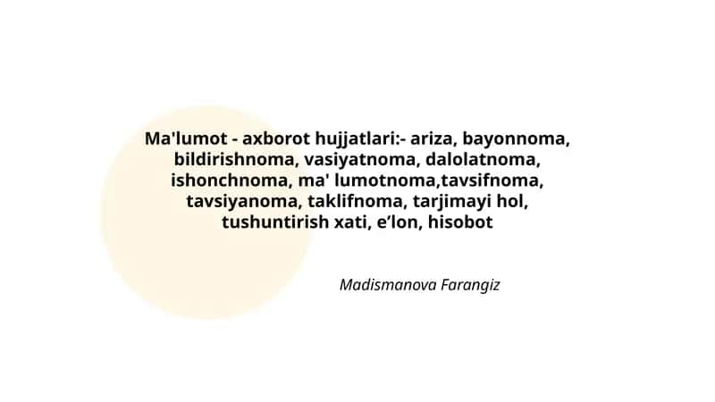 Ma'lumot - Axborot Hujjatlari