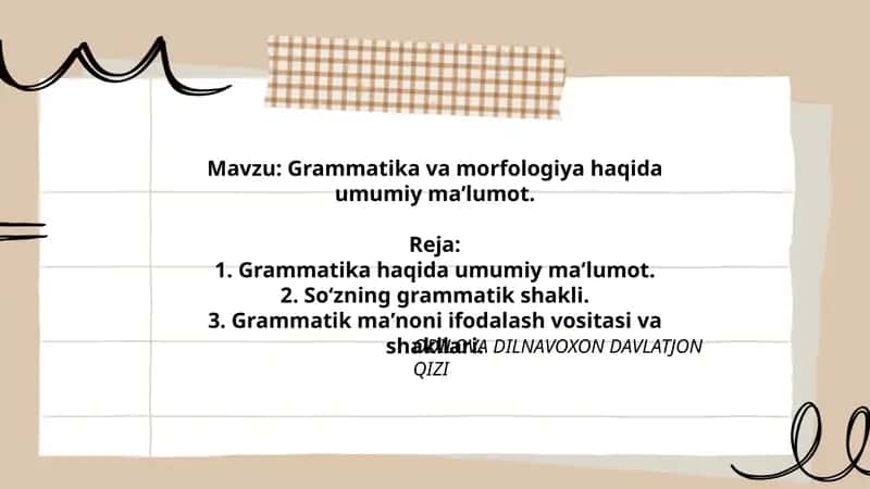 Grammatika va morfologiya haqida umumiy maʼlumot