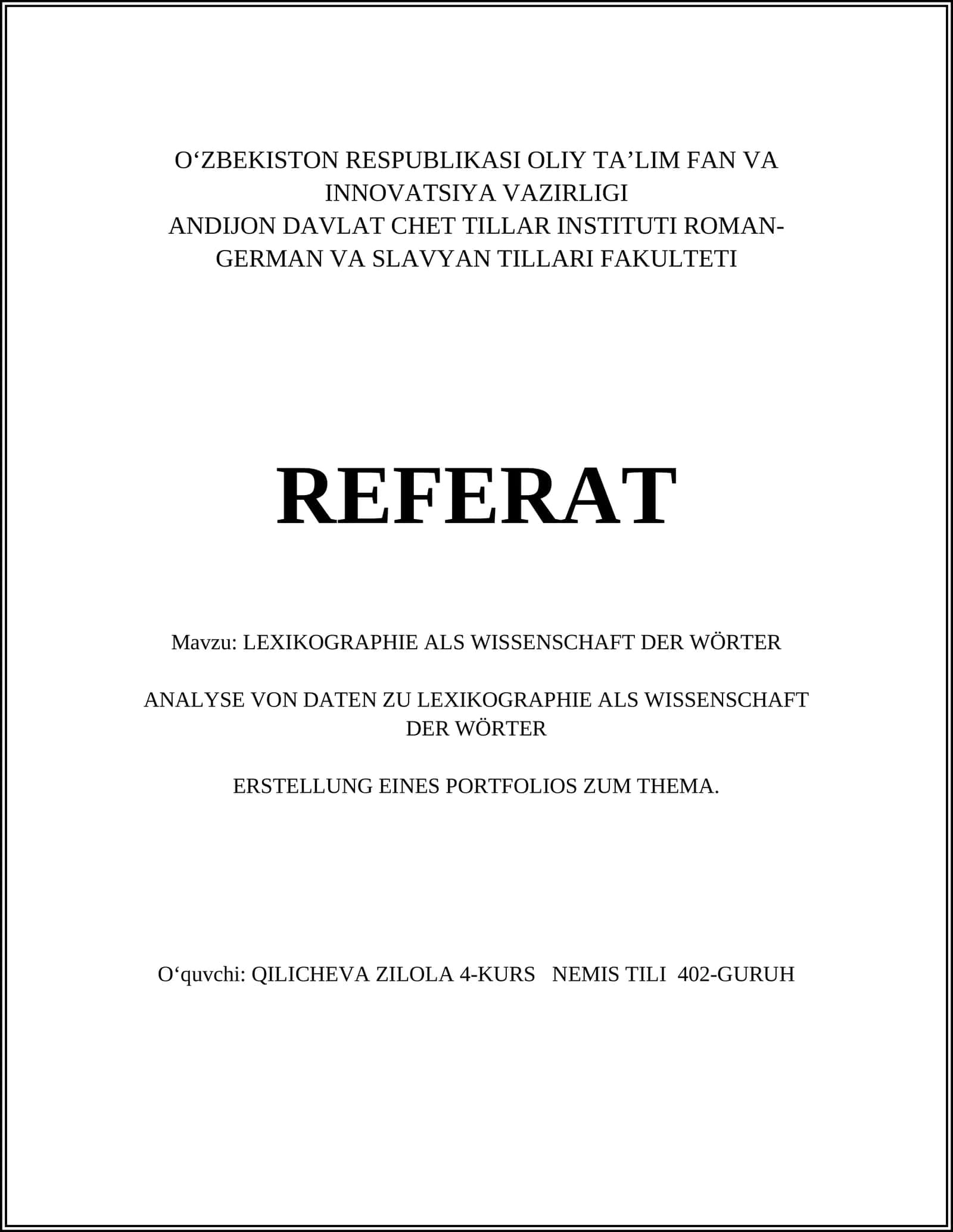 LEXIKOGRAPHIE ALS WISSENSCHAFT DER WÖRTER