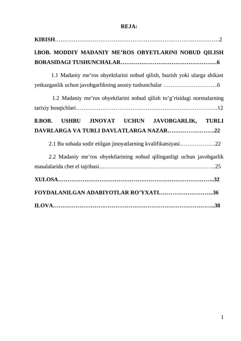 Moddiy madaniy me’ros obyektlarini nobud qilish