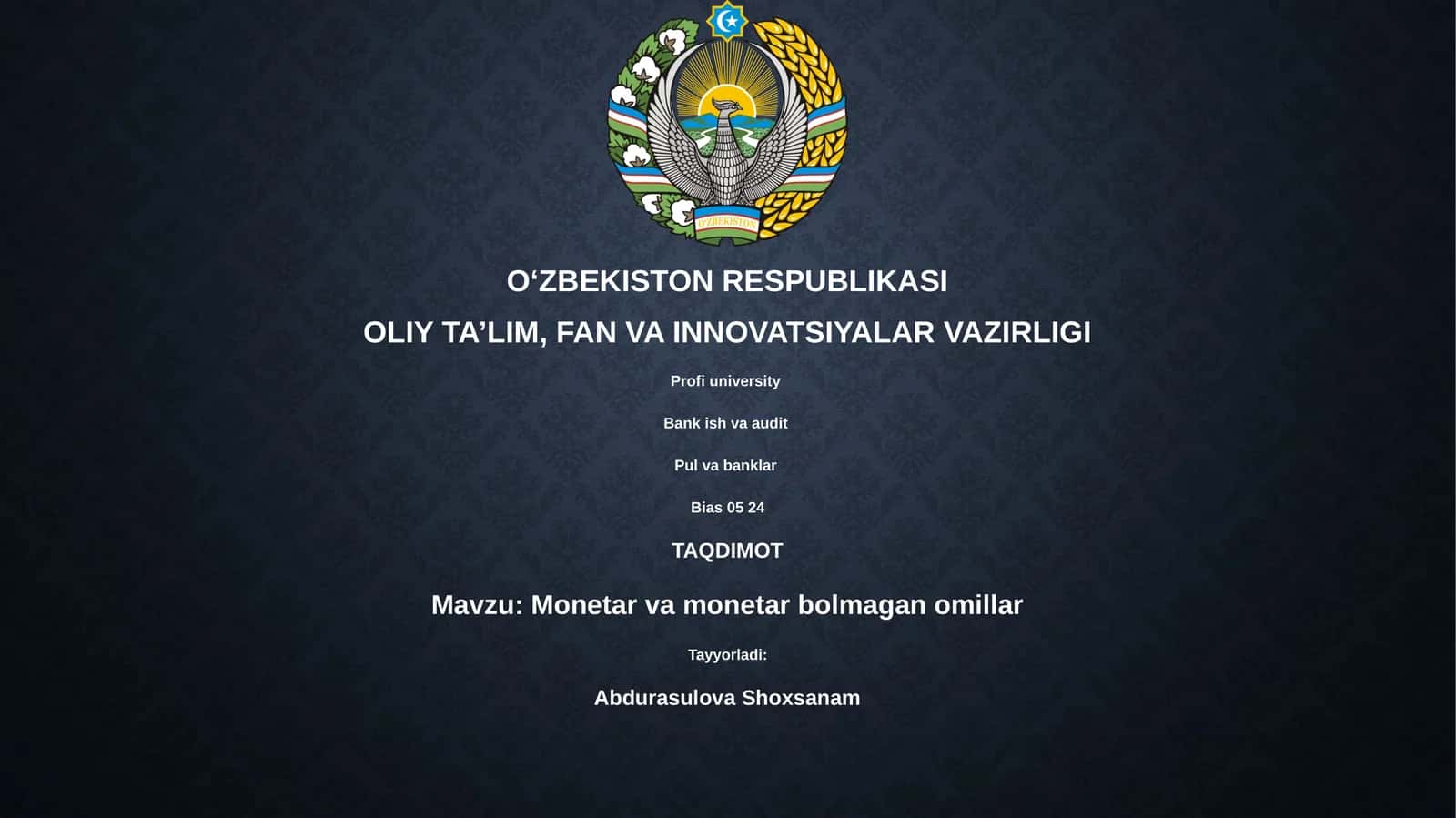 Monetar va monetar bolmagan omillar