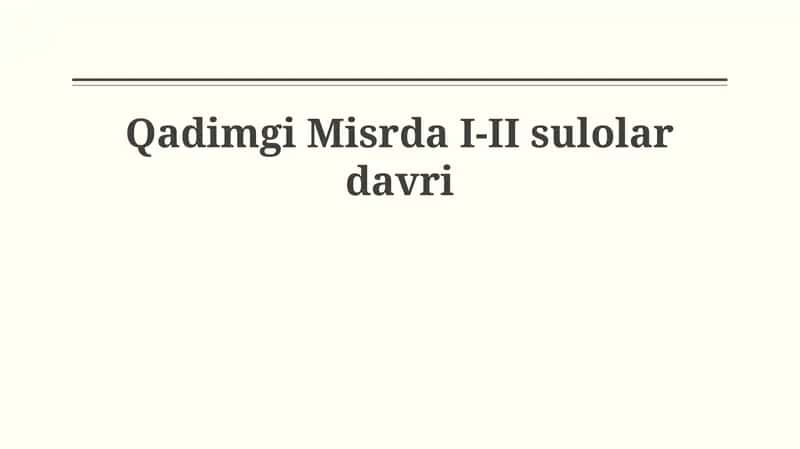 Qadimgi Misrda I-II sulolar davri