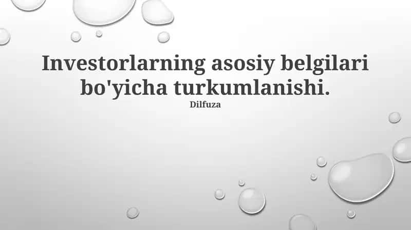 Investorlarning Asosiy Belgilari
