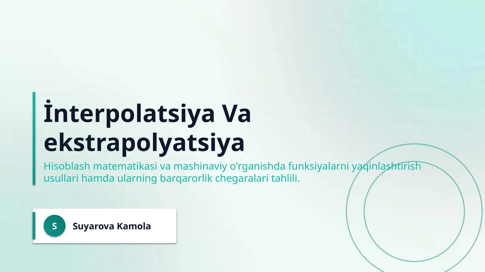 İnterpolatsiya Va ekstrapolyatsiya