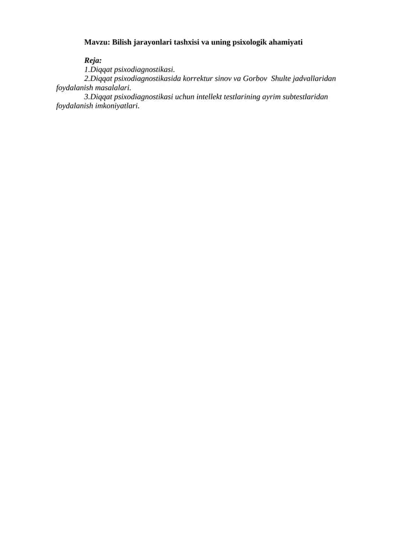 Diqqat psixodiagnostikasi