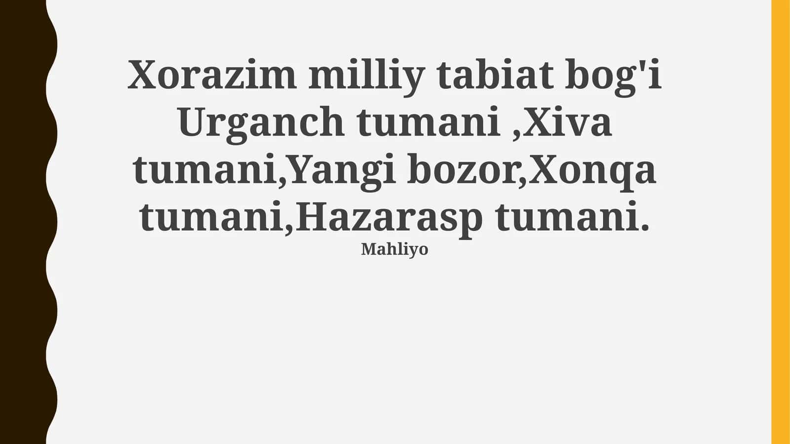 Xorazm Milliy Tabiat Bog'i Umumiy Tavsifi