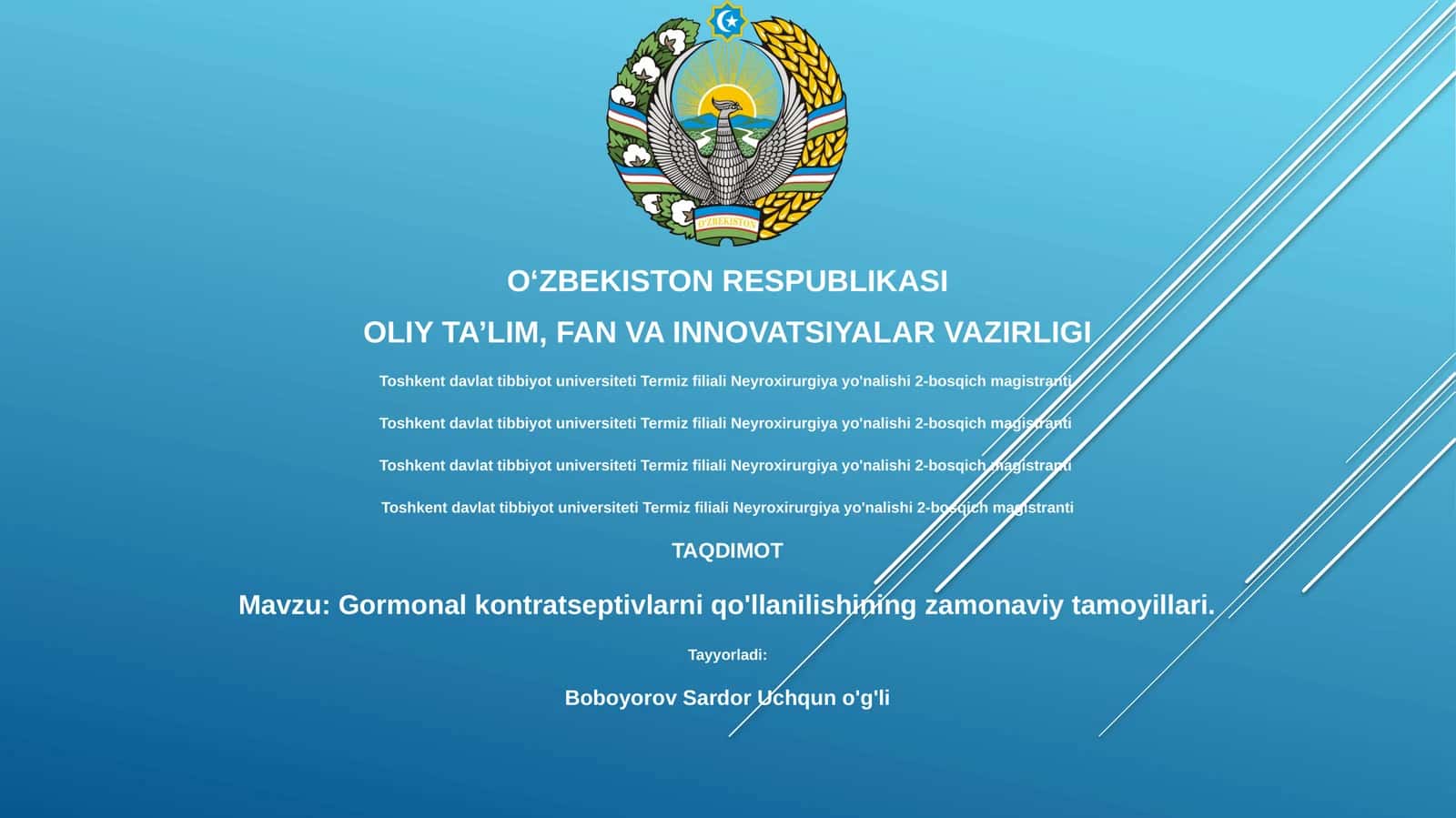 Gormonal kontratseptivlarni qo'llanilishining zamonaviy tamoyillari