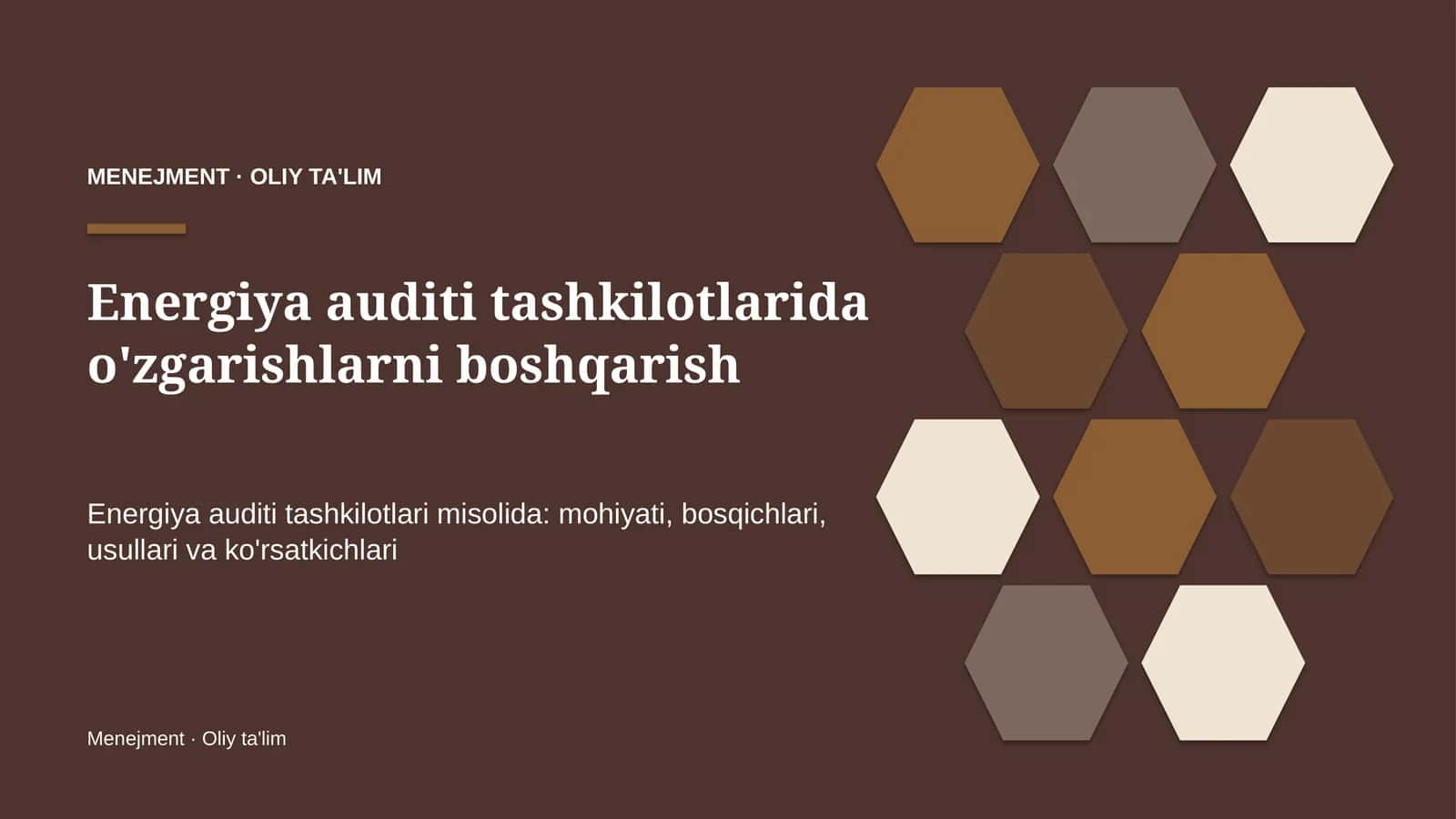 energiya auditi tashkilotlarida o'zgarishlarni boshqarish 5081