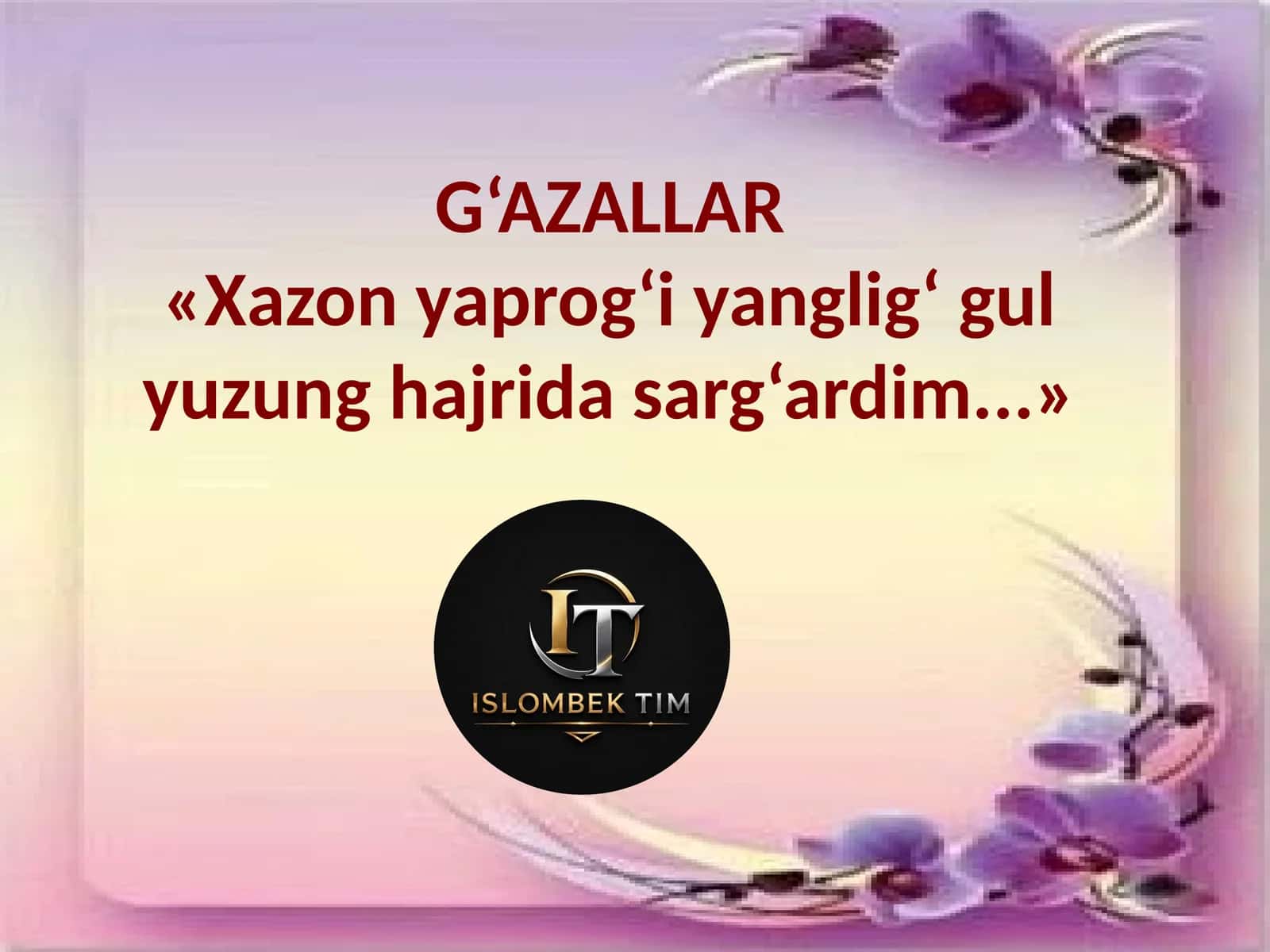 Xazon yaprog‘i yanglig‘ gulyuzung hajrida sarg‘ordim