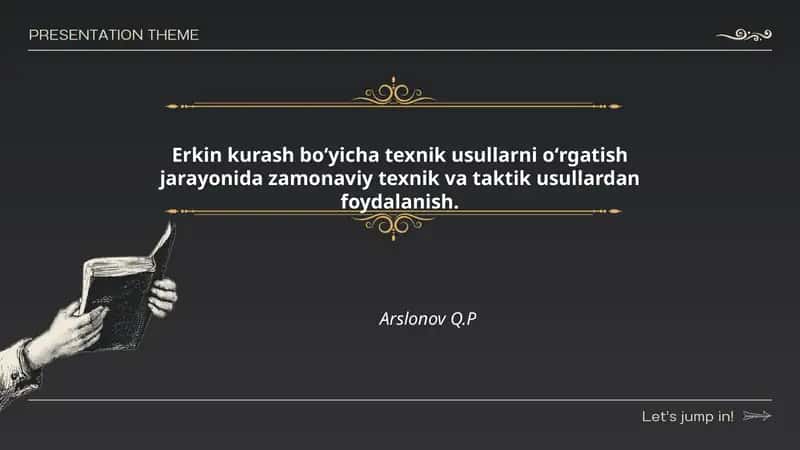 Erkin kurash boʻyicha texnik usullarni oʻrgatish