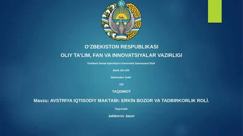 AVSTRIYA IQTISODIY MAKTABI: ERKİN BOZOR VA TADBIRKORLIK ROLİ