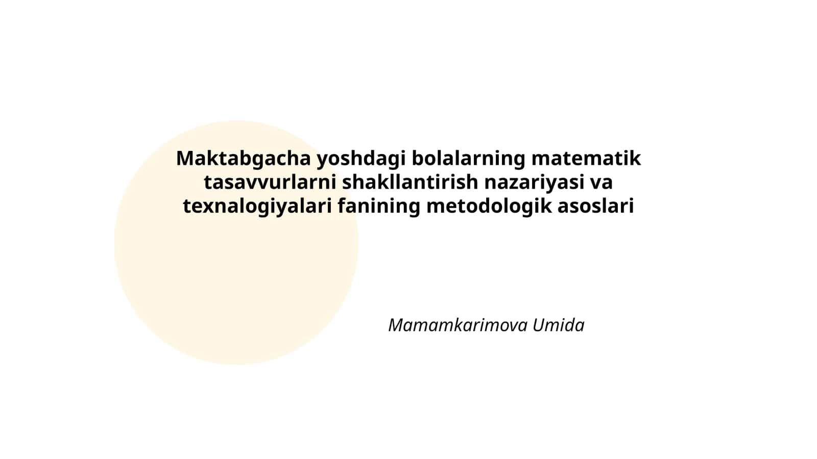 Matematik tasavvurlarni shakllantirish nazariyasi va texnologiyalari