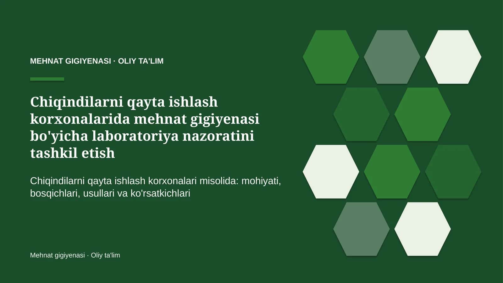 Mehnat gigiyenasi · Oliy ta'lim