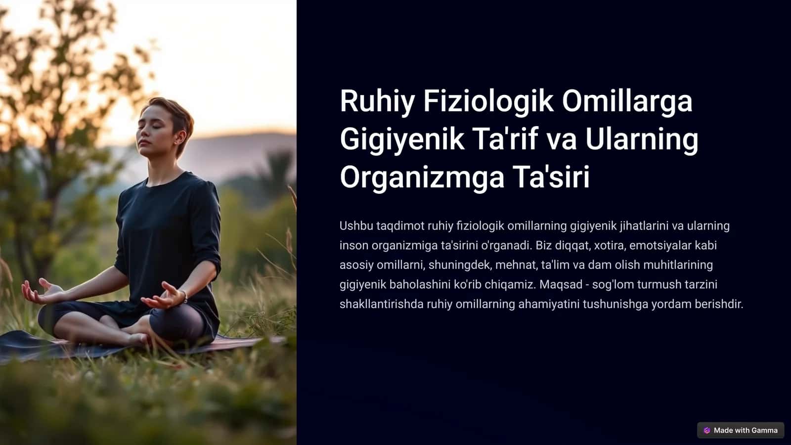 Ruhiy Fiziologik Omillarga Gigiyenik Ta'rif va Ularning Organizmga Ta'siri