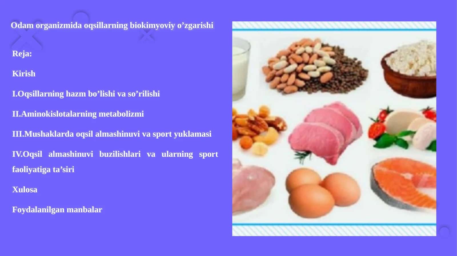 Odam organizmi da oqsillarning biokimyovi yo'zgarishi