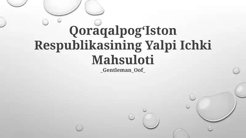 QoraqalpogʻIston Respublikasining Yalpi Ichki Mahsuloti
