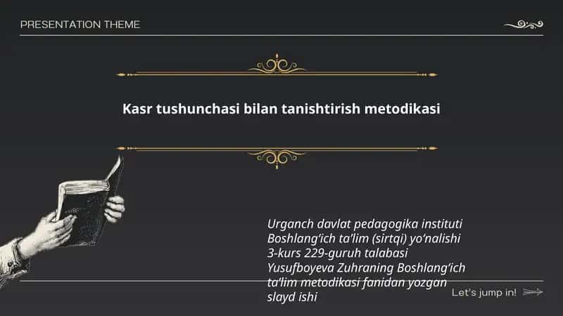Kasr tushunchasi bilan tanishtirish metodikasi