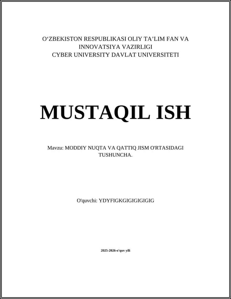 MODDIY NUQTA VA QATTIQ JISM O'RTASIDAGI TUSHUNCHA