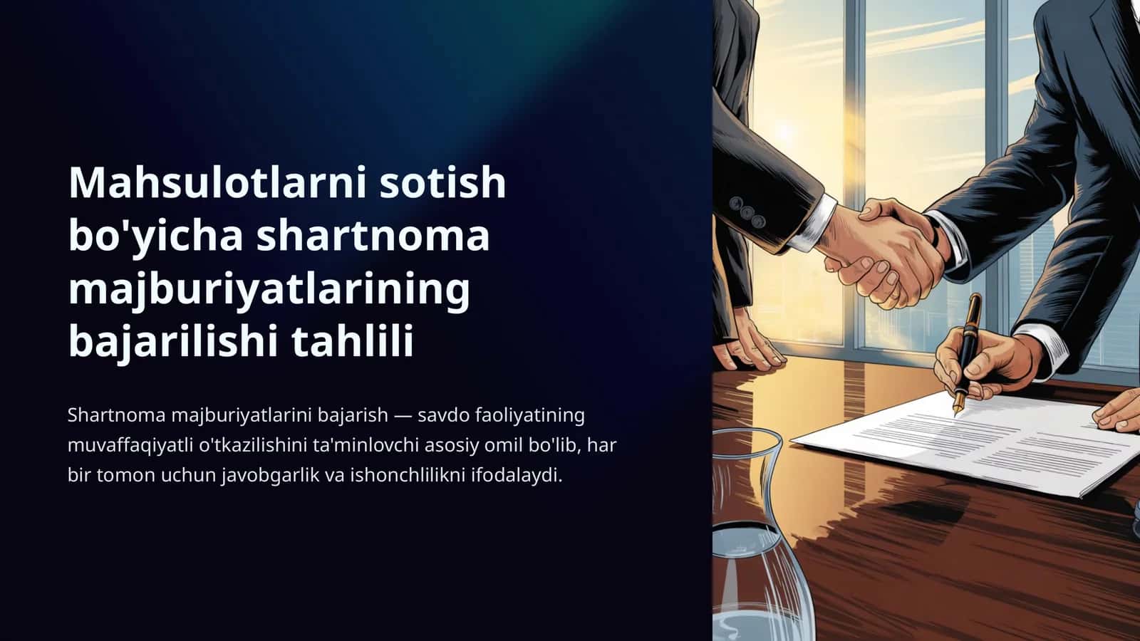 Mahsulotlarni sotish bo'yicha shartnoma majburiyatlarining bajarilishi tahlili
