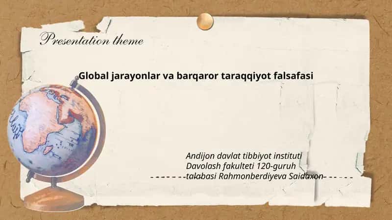 Global jarayonlar va barqaror taraqqiyot falsafasi