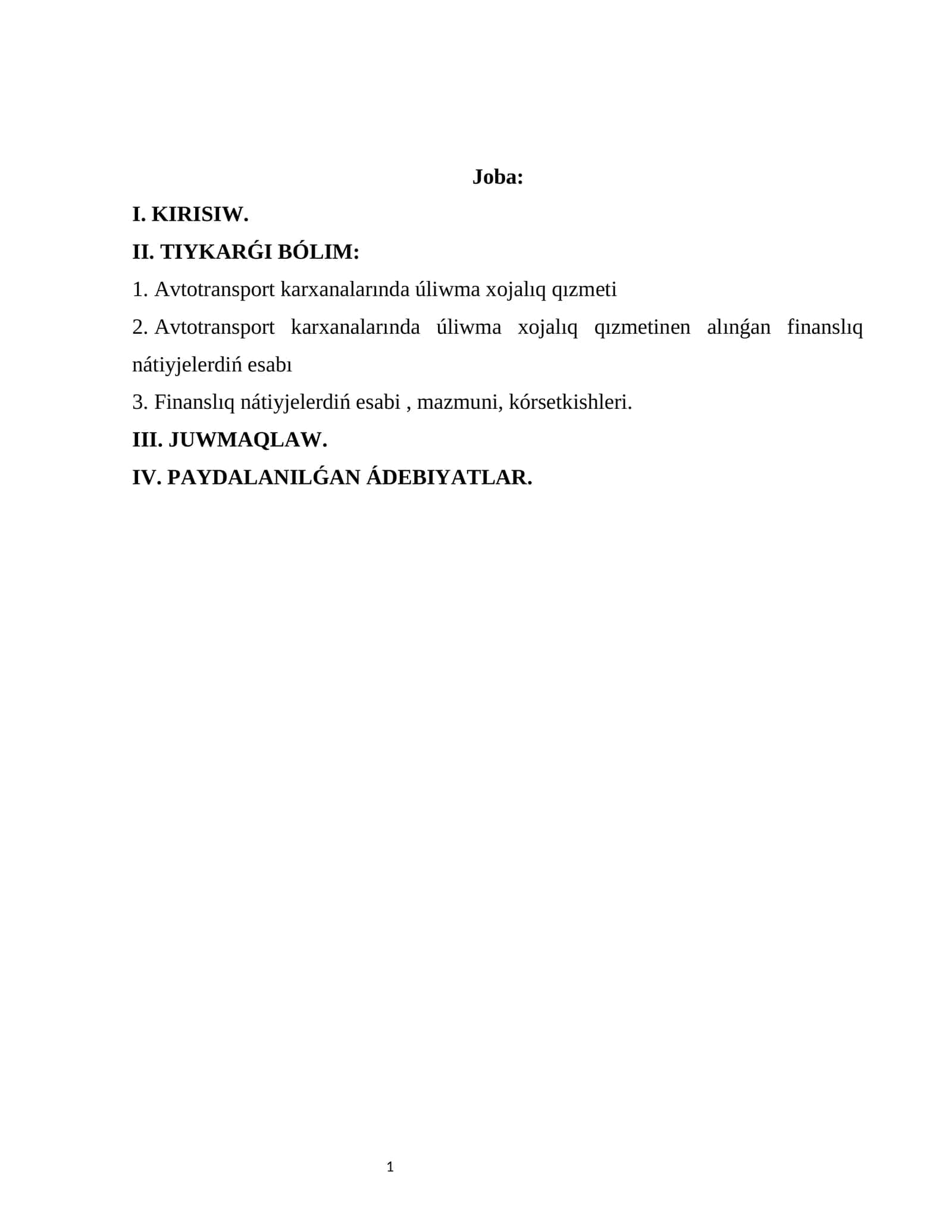 Avtotransport karxanalarında úliwma xojalıq qızmeti