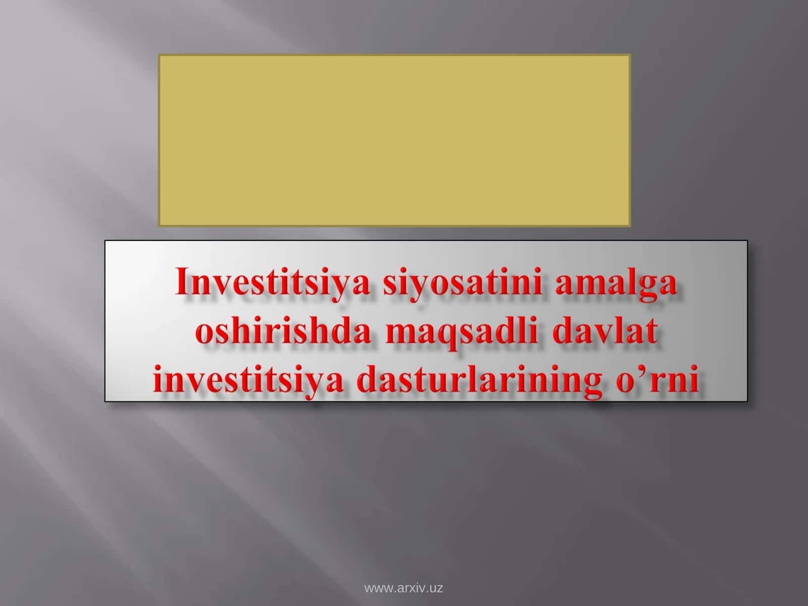 Investitsiya sohasidagi qonunchilik