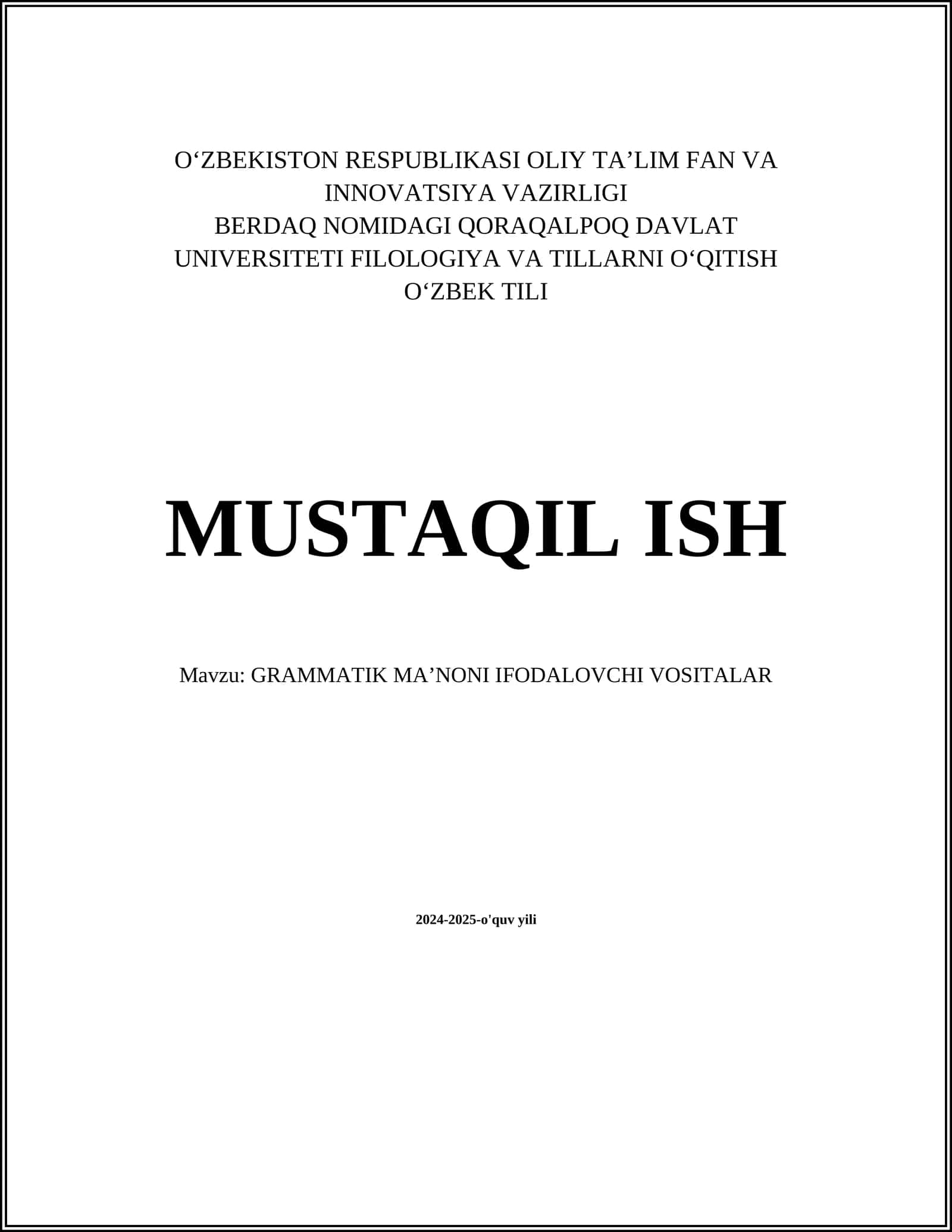 GRAMMATIK MA’NONI IFODALOVCHI VOSITALAR