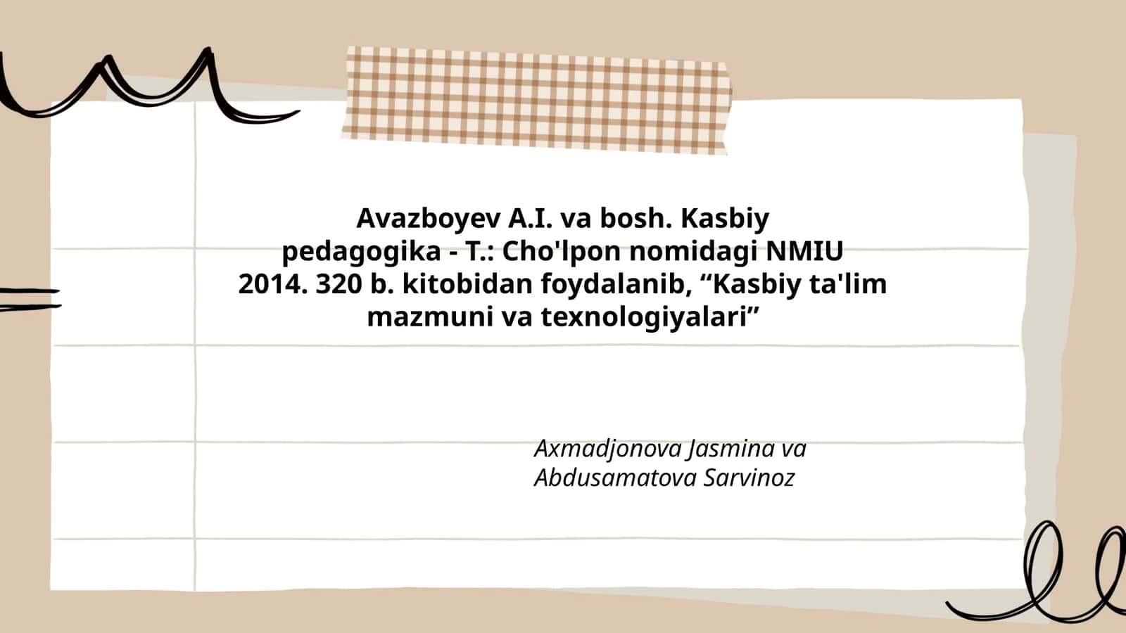 Kasbiy ta'lim mazmuni va texnologiyalari