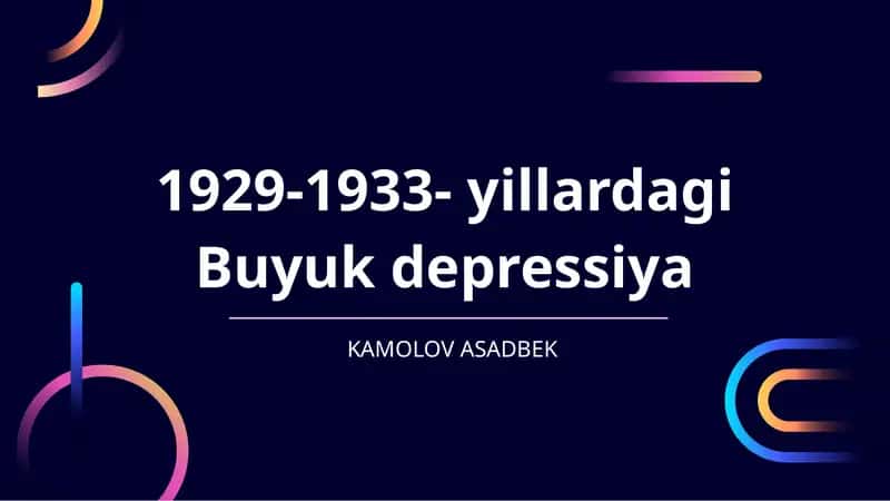 1929-1933- yillardagi Buyuk depressiya