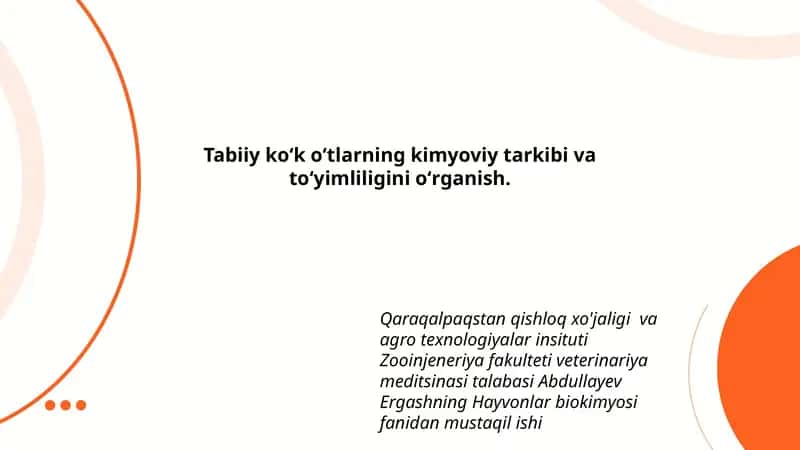 Hayvonlar biokimyosi fanidan mustaqil ish