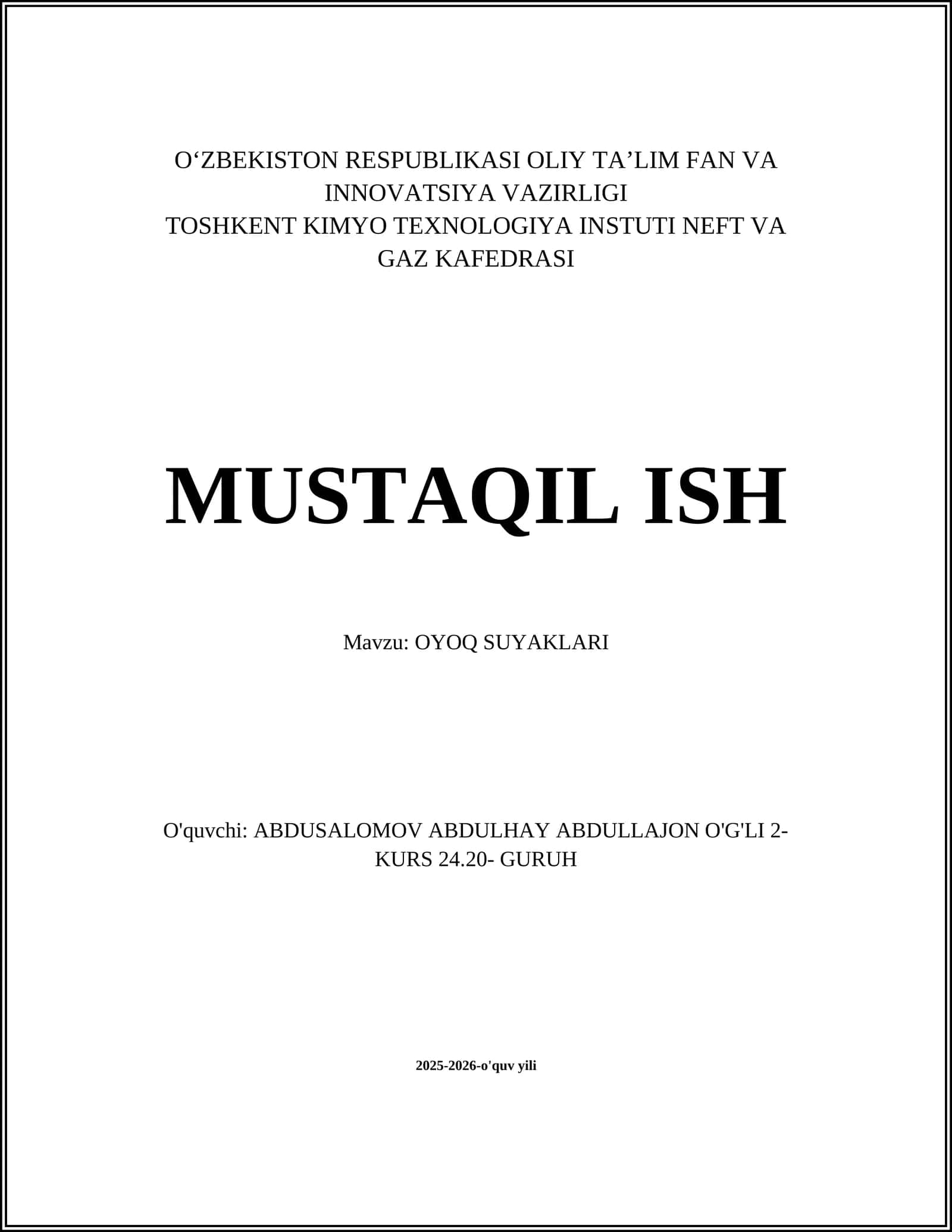 OYOQ SUYAKLARI
