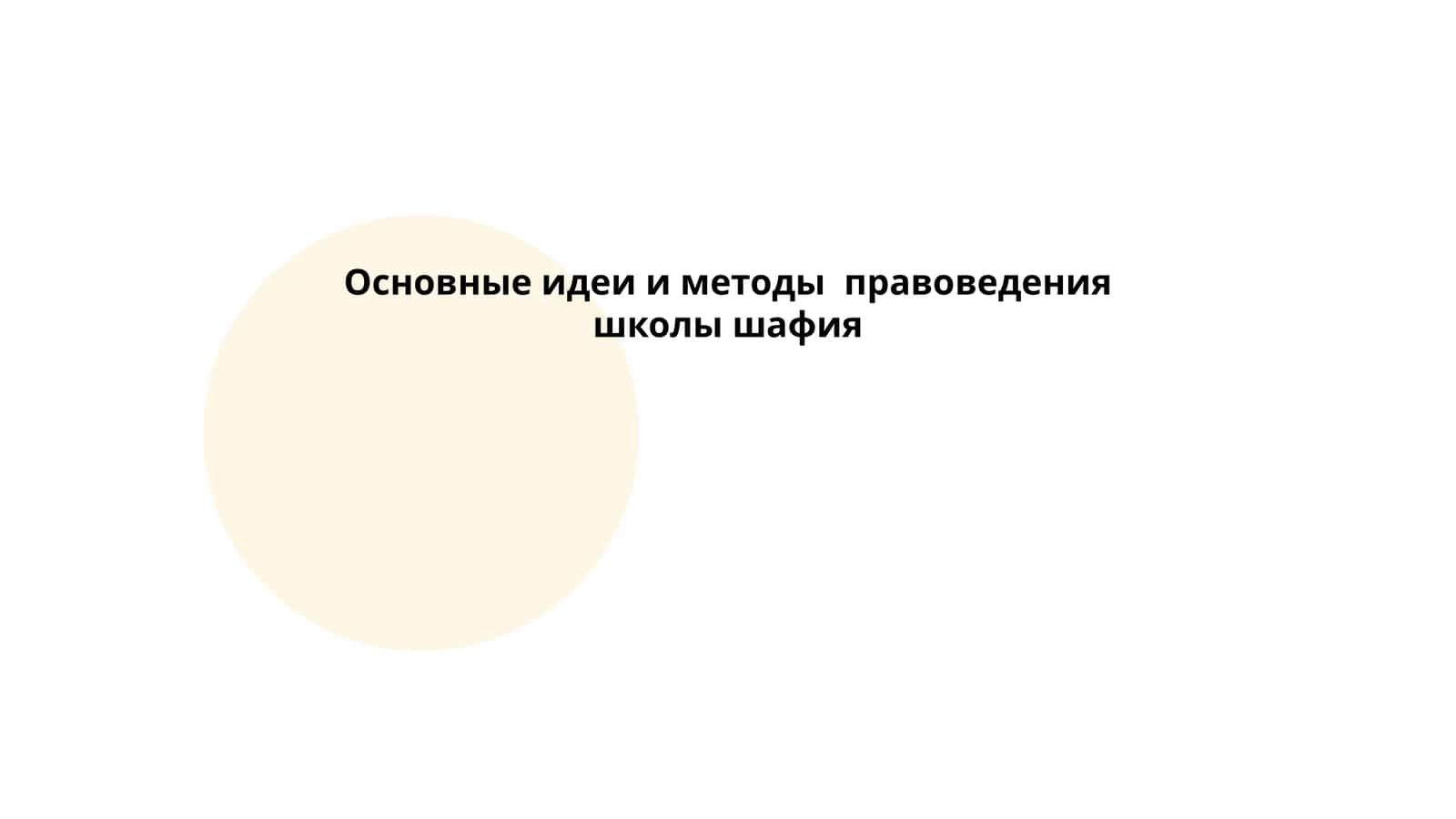Основные идеи и методы правоведения школы шафия