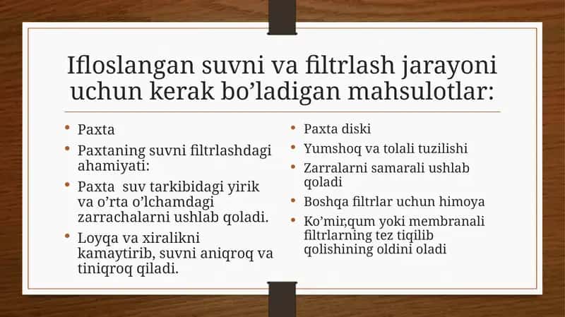 suvni filtrlash