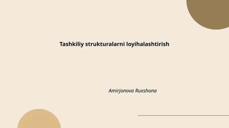 Tashkiliy strukturalarni loyihalashtirish