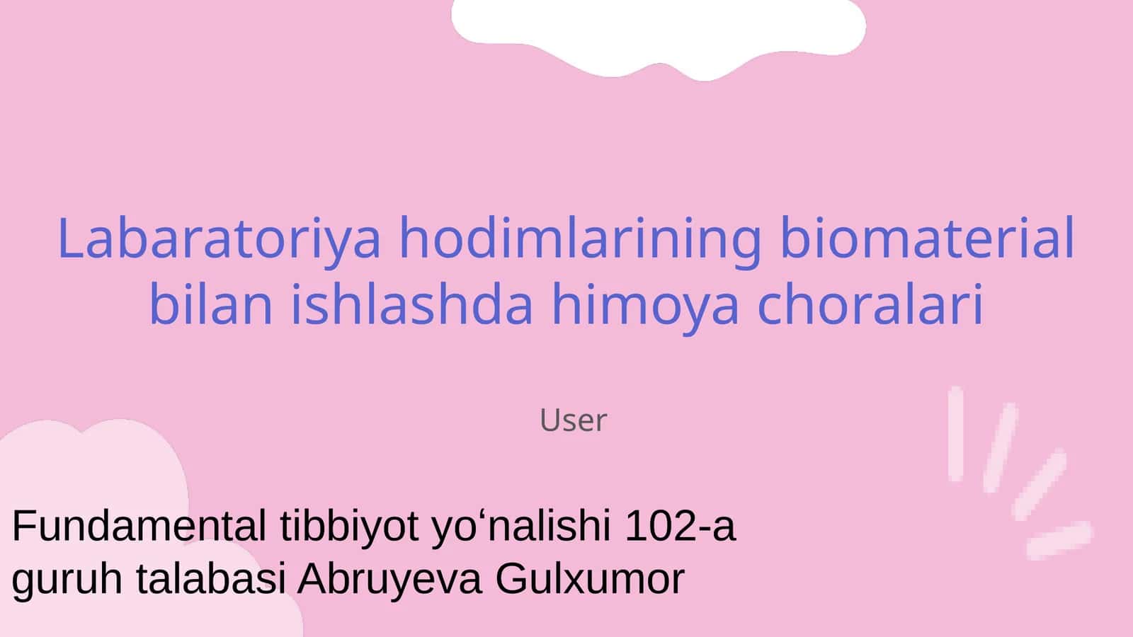 Labaratoriya hodimlarining biomaterial bilan ishlashda himoya choralari
