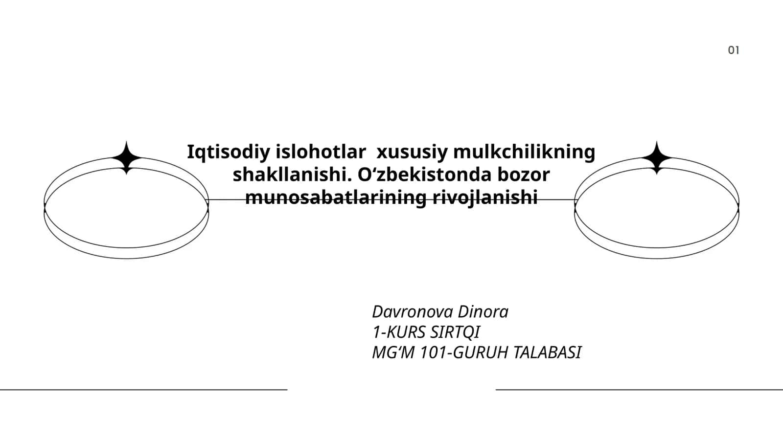 Iqtisodiy islohotlar xususiy mulkchilikning shakllanishi. Oʻzbekistonda bozor munosabatlarining rivojlanishi