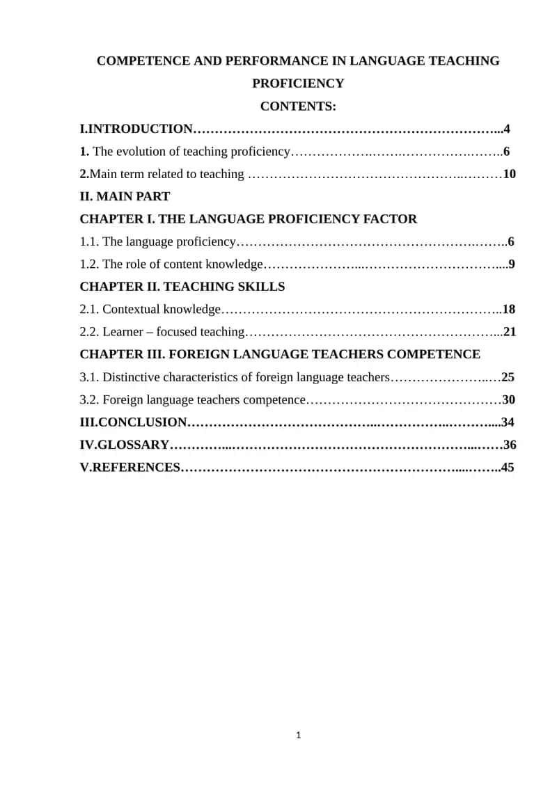 COMPETENCE AND PERFORMANCE IN LANGUAGE TEACHING PROFICIENCY