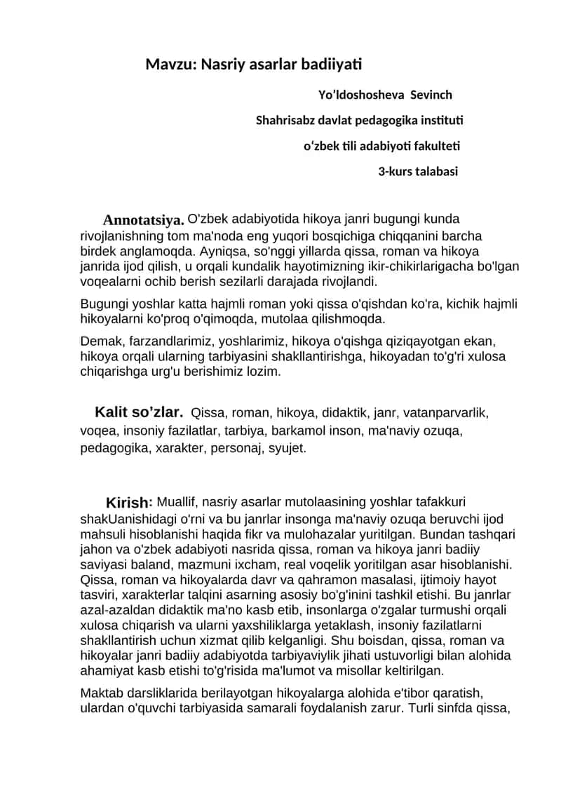 Nasriy asarlar badiiyati
