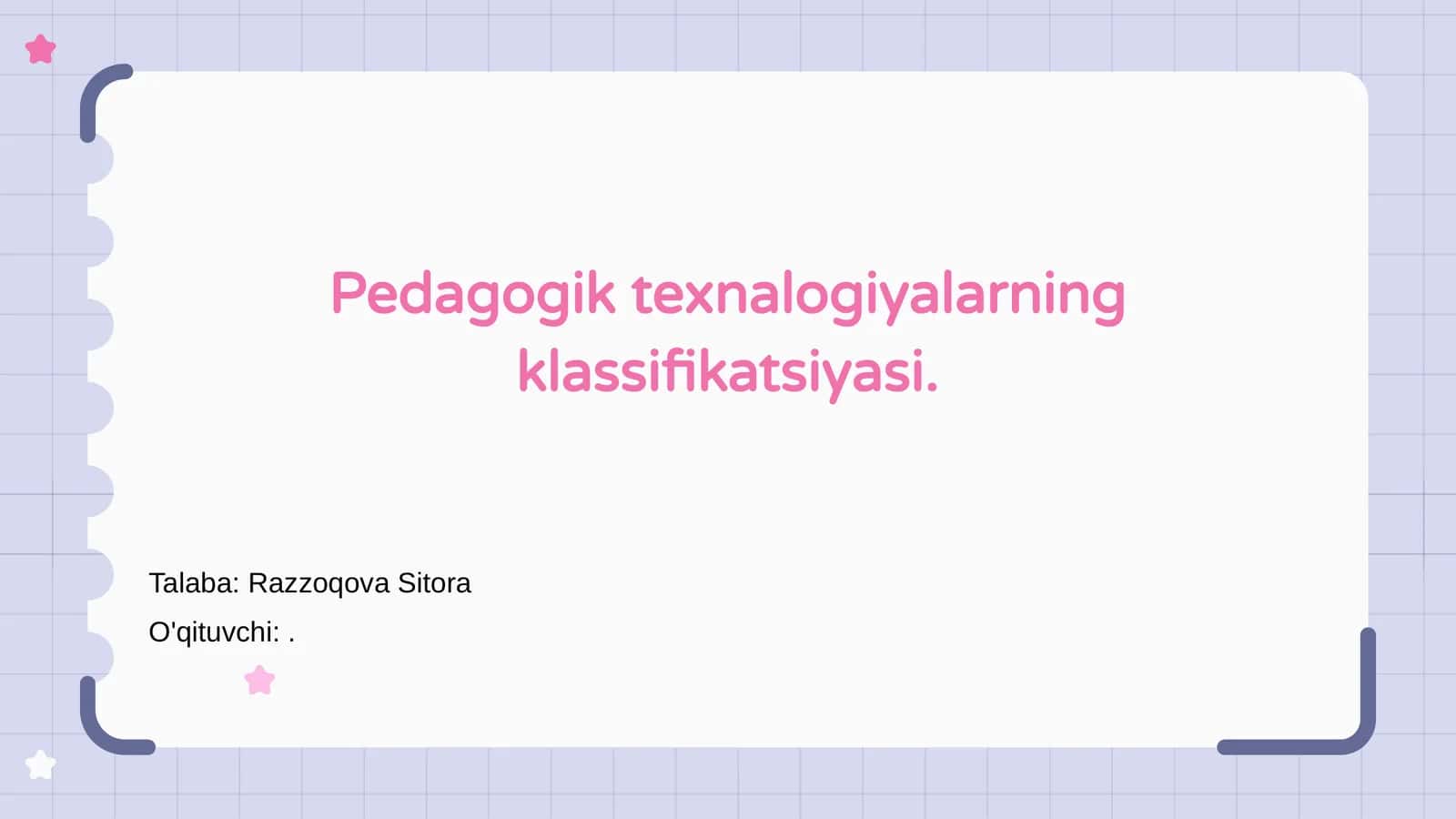 Pedagogik texnalogiyalarning klassifikatsiyasi