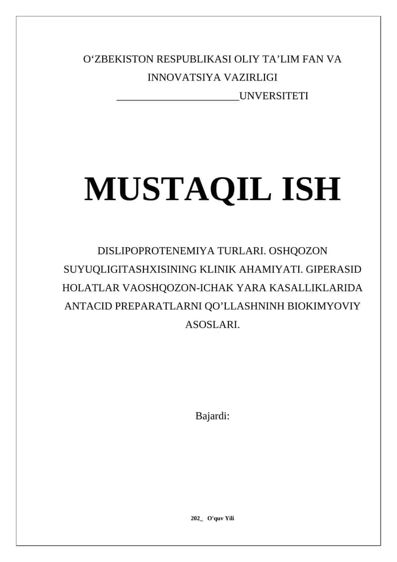 Dislipoproteinemiya Turlari