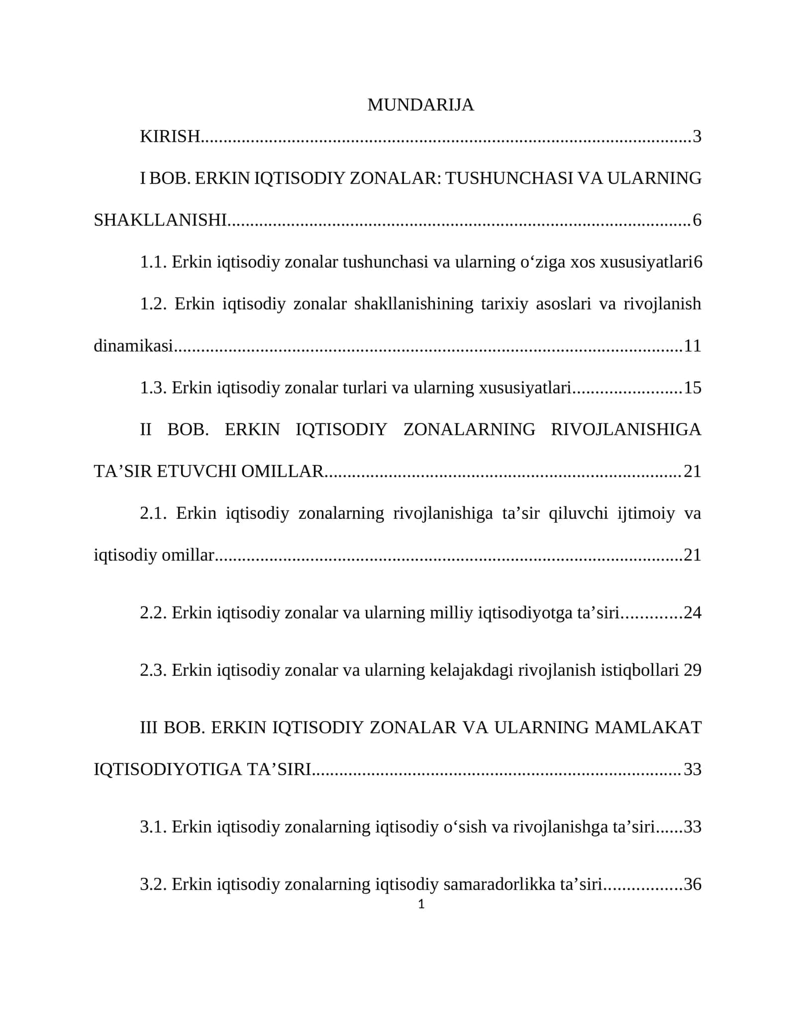 ERKIN IQTISODIY ZONALAR: TUSHUNCHASI VA ULARNING SHAKLLANISHI