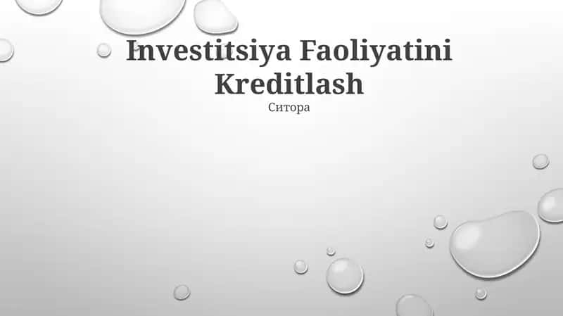 Investitsiya Faoliyatini Kreditlash