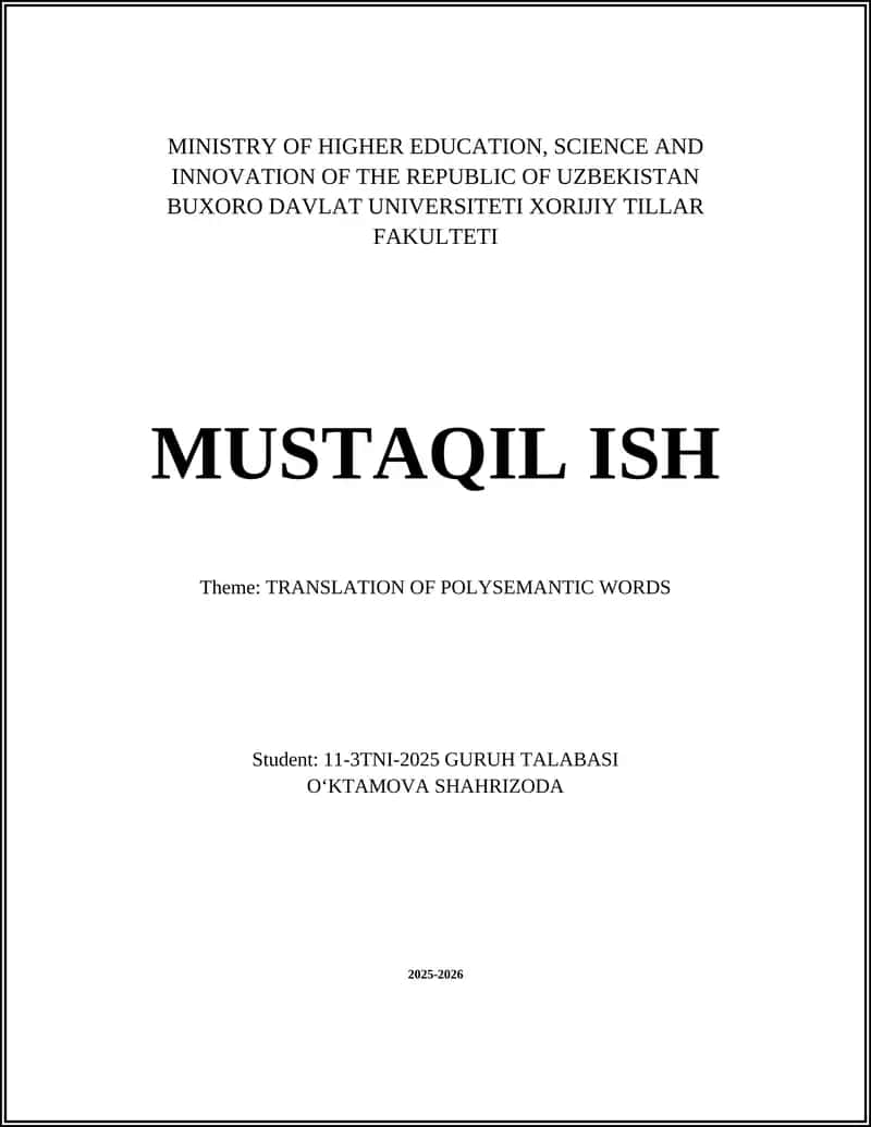 TRANSLATION OF POLYSEMANTIC WORDS