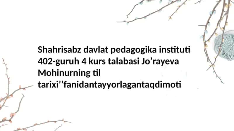 Mohinurning til tarixi fanidan tayyorlangan taqdimoti